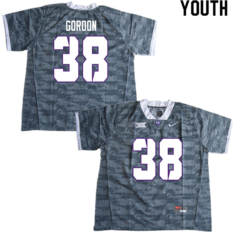 Youth #38 Dawson Gordon TCU Horned Frogs College Football Jerseys Sale-Gray
